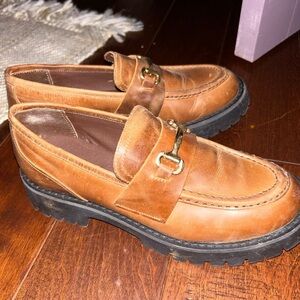 Steve Madden Tan Loafers with Gold Accent